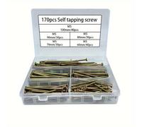 TEMU Kit de Combinación de 170pcs de Tornillos Autorroscantes, M5, Cabeza Phillips, Tornillos Autorroscantes para Madera, Tornillos Autorroscantes para Metal