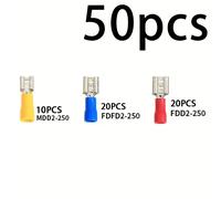 TEMU Kit de conectores rápidos de cable de 50 piezas (3 tamaños) - 22-16, 16-14, 12 AWG Terminales de 6.3 mm Conectores de crimpado de cobre, 10 piezas, 20 piezas, Azul 20 piezas