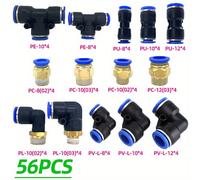 TEMU Kit de Conexiones para Manguera de Aire de 56 piezas, Conector de Rápida, Conexiones para Línea de Aire, Tubo de Nylon de 1/4, 3/8, 1/2 , Kit de Surtido de Conexiones para Línea de Aire