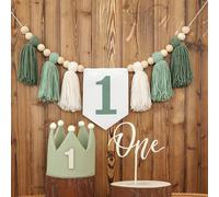 TEMU Kit de fiesta de bohemio artesanal con banderín de borla, topper , corona de sombrero de tela - Conjunto de decoraciones de tela para habitación y , multiusos, no necesita electricidad