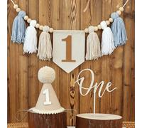 TEMU Kit de Fiesta de Boho de 3 Piezas: Guirnalda de Borlas a , Topper & Sombrero de Corona - para Decoración de Habitación & Accesorios para Romper Pastel