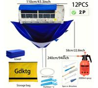 TEMU Kit de Limpieza Grande para Aire Acondicionado de 12 Piezas - Cubiertas Reutilizables de 37.4" & 47" con Tubo de Drenaje, No Necesita Energía - para el del Aire Acondicionado en Verano