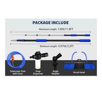 TEMU Kit de Limpieza para Paneles Solares de 11.8ft/3.6m con Palo Extensible - Cepillo Desmontable para Ventanas, y Techo del Solar
