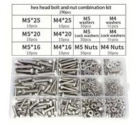 TEMU Kit de pernos y tuercas de de resistencia de 290 piezas, M4 M5, juego de tuercas de tornillo de hexagonal métrico de acero, surtido de 15 tamaños más comunes para una fijación