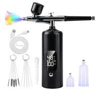 TEMU Kit de Pistola de Pulverización Manual con Carga USB y Pantalla Digital, 48psi - Boquilla de 0.3mm, Compresor Portátil, Adecuado para Pintura, de Uñas, Peinado y Manualidades DIY