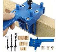 TEMU Kit de plantilla para de madera de 41 piezas 6/8/10 mm, guía de perforación de madera de , guía de taladro, manguito de metal, herramientas de espigado para taladrar madera (41 piezas)