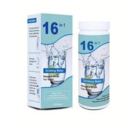 TEMU Kit de prueba de agua potable premium 16 en 1 - 100 tiras reactivas para la calidad del agua del hogar para y grifos - Prueba de pH, , cloro, nitrato, , etc.