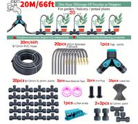 TEMU Kit de pulverización flexible de latón ajustable, manguera de PE de 3/8", conector rápido, de nebulización, enfriamiento, desempolvado y riego para jardín