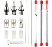 TEMU Kit de Repuesto para Aerógrafo de 10 piezas con Boquillas de 0.2/0.3/0.5mm, Agujas y Tapas Protectoras - Accesorios Duraderos para Pistola de Pulverización de Metal