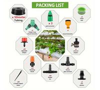 TEMU Kit de riego por goteo automático de 50 conector rápido, de riego y nebulización DIY con tubería de distribución de , boquilla, y accesorios con púas para plantas, invernadero, jardín y patio