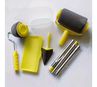 TEMU Kit de rodillo de pintura multifuncional de 6 piezas con mango extensible, cepillo de esquina y herramientas de decoración de pared - Juego de pintura de plástico para el hogar y