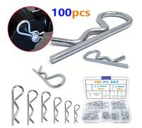 TEMU Kit de Surtido de 100pcs de Pasadores Tipo R - 6 Tamaños de Abrazaderas R de Acero Galvanizado para Ganchos, Cortacéspedes, Camiones, Mecánica, Garaje, Reparación de Motores Pequeños