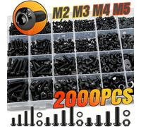 TEMU Kit de surtido de 2000 tornillos de cabeza hexagonal para máquina, que pernos y tuercas métricas M2, M3, M4 y M5, junto con arandelas de bloqueo y , fabricados con acero de .9, empaquetados