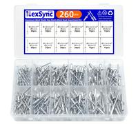 TEMU Kit de Surtido de Remaches Pop de 260 Piezas - 12 Tamaños de Remaches Ciegos de Aluminio para Muebles Metálicos y Automoción, Juego de Sujeción Surtido