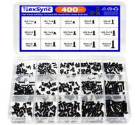 TEMU Kit de surtido de tornillos de cabeza Phillips para máquina, 400 piezas, M1.7 M2 M2.5 M3, tornillos pequeños, negro, completa, tornillos avellanados negros surtidos
