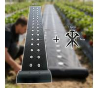 TEMU Kit de Tela Perforada para Jardinería, 0.8 Ancho con Dos Agujeros por , 12 Estacas Premium para Jardín, Ideal para de Corta Duración como Verduras y Fresas, Previene el Crecimiento de Malezas