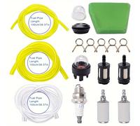 TEMU Kit de Tubos de Combustible de 17 Piezas con Tubos Flexibles de Poliéster de 100cm, Bomba de Enchufado de Filtro de , Juntas & Cepillo para Velas - para el de Motosierras y Generadores