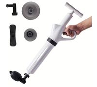 TEMU Kit Potente de Desatascador de Tuberías con 5 Boquillas y Manómetro, Sin Necesidad de Electricidad, para Atascos Obstinados en Inodoros/Lavabos/Duchas, Herramienta Duradera de ABS de Resistencia