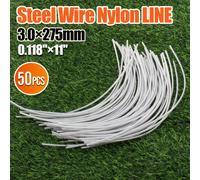 TEMU KIVO 50 piezas de hilo para cortadora de césped, nylon y acero 0.118'' 10.8in/27.5cm carrete de repuesto, de acero y recubrimiento de nylon para malezas resistentes en jardines y