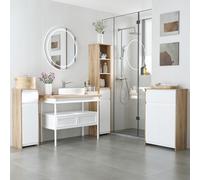 TEMU kleankin Armario Auxiliar de Baño con 1 Cajón y Mueble Auxiliar de Baño para Salón Dormitorio Estilo Moderno Antivuelco 60x30x90 cm
