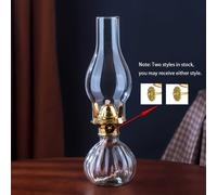 TEMU Lámpara de Aceite de Vidrio Detalles de Latón, Lámpara de Queroseno Clásica para Decoración del Hogar, Iluminación de Emergencia, Farol de Estilo Retro para Uso en Interiores y Exteriores
