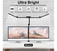 TEMU Lámpara de escritorio grande para con abrazadera, 3000K-6000K, 24W LED ultra , luz de mesa con atenuación , lámpara de escritorio para oficina que , para estudio, trabajo y oficina en casa