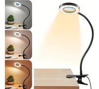 TEMU Lámpara de escritorio LED con alimentación USB, cuello de flexible y brazo de metal, ideal para leer, de oficina en casa, bancos de trabajo, dibujo, decoración de uñas, costura y rompecabezas