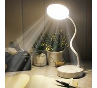 TEMU Lámpara de escritorio LED recargable con cuello flexible ajustable, de iluminación y regulable, batería incorporada, luz portátil que para dormitorio, y oficina - Regalo festivo