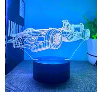 TEMU Lámpara de mesa de creativa 3D de 1 pieza, estilo de carreras de autos deportivos con base negra y botón táctil USB, 5.11" x 7.44