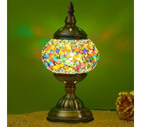 TEMU Lámpara de Mesa de Mosaico -Marroquí a , Luz Nocturna de Vidrio Ajustable en , Base de Metal, Farol Decorativo Artístico Único para Dormitorio, - Bombilla