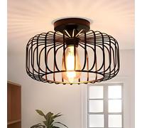 TEMU Lámpara de techo semiempotrada con forma de jaula de metal industrial rústica para pasillo, porche, patio, , dormitorio, cocina, entrada, aceite 881