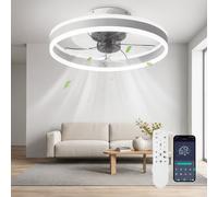 TEMU Lámpara de ventilador de techo LED ajustable, 6 velocidades de viento ajustables, luz de , control remoto, para dormitorios, salas de estudio y múltiples