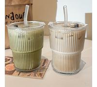 TEMU LDQ-2 piezas de tazas de café prémium de vidrio con y tapas, 360 ml/12.17 oz - Vasos duraderos, perfectos para café, té, leche, ideales para uso en el hogar y , regalos de , regalo para
