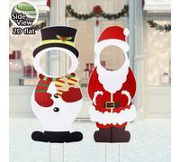 TEMU Letrero Navideño Enorme 2D de 2 piezas para Jardín - Vibrantes Estacas de Foto de Papá Noel y
