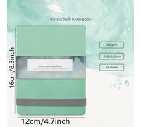 TEMU Libro de dibujo de de 5.5/6.29 pulgadas, papel de acuarela de medio de 300 g/m², 24 hojas, dos colores verde y rosa para pintura con acuarela, rotuladores acrílicos