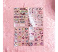 TEMU Libro de pegatinas de anime de Sanrio Hello Kitty y Rilakkuma - Pegatinas troqueladas estilo corte láser con personajes de Kuromi, hojas tipo plástico rosa/ para patinaje y ciclismo