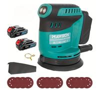 TEMU Lijadora orbital aleatoria inalámbrica con 2 baterías, repuesto para batería Makita de 18 V, lijadora eléctrica de 200 W de 125 mm con 12 lijas (120/180/240), para madera, , lijado