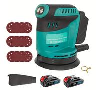 TEMU Lijadora Orbital Inalámbrica 125mm para Batería Makita 18V X2, y Pulidora de Madera, 12 Hojas Abrasivas