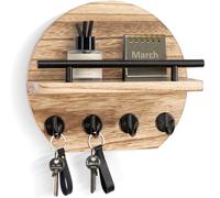 TEMU Llavero de madera de pared - Decoración de pared para con estante y ganchos para llaves, colgador de llaves de madera para el hogar