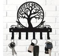 TEMU Llavero de pared Árbol de - Organizador de llaves de metal con 6 ganchos - Colgador de pared decorativo para entrada, pasillo, cocina y decoración de oficina