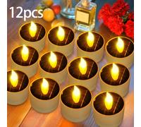 TEMU Luces de té solares para exteriores - un juego de 12 velas recargables con . luces LED sin llama son perfectas para faroles, jardines, camping y decoración del hogar