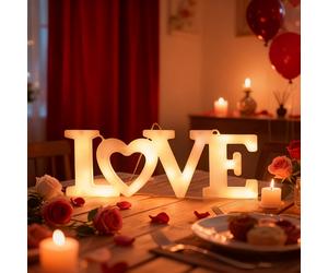 TEMU Luces LED de de 11.8 Pulgadas, Diseño de Alfabeto , Decoración para de , Adornos Colgantes para Porche, Dormitorio, Comedor, Fiestas de y Regalos Románticos
