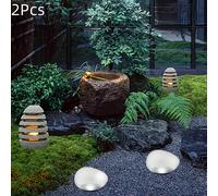 TEMU Luces LED solares de exterior, 2 piezas, se pueden colocar en o apilar, piedra esmerilada con translúcida - Aptas para jardines, , , patios, etc. - de energía, encendido/apagado automático