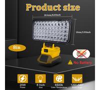 TEMU Luz de trabajo LED, para batería Dewalt de 18V, reflector LED de 4/8 pulgadas, luz de batería para exteriores, camping, de automóviles, emergencias e iluminación de obra, reflector sin batería
