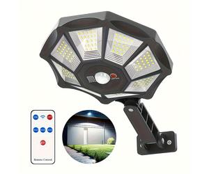 TEMU Luz Solar Exterior, Sensor de Movimiento y Reflector del al 168 LEDs, 6500K, 8 Lados 360° Gran Control Remoto Ideal para Patios/Jardines/Piscinas/Vallas