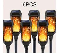 TEMU Luz Solar Retro de 12 LED con Forma de Llama, Decoración de Paisaje, Luz para Césped, de Llama Intermitente, Exterior, Decoración de Jardín, Luz de Jardín para IP44