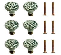 TEMU Manija de Cerámica con Relieve Floral Directo de Fábrica. Tirador Minimalista Moderno para Muebles Infantiles, Armario o Gabinete, con Tornillos de Montaje