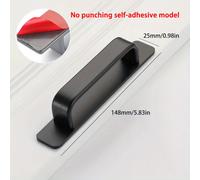 TEMU Manija de Puerta de Aleación de Aluminio de Fácil Instalación - Autoadhesiva, Diseño Moderno para Puertas de Vidrio y Corredizas - Disponible en Negro, Plateado, Dorado