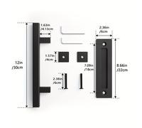 TEMU Manija de Puerta de de 12 Pulgadas, Kit de Herrajes para Puertas de de Resistencia, para Puertas de Garajes, Cobertizos y Muebles, Cara, Acero al Carbono, Cuadrado, Acabado en Polvo Negro