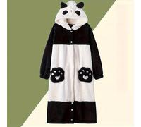 TEMU Manta Vestible de Panda Cómoda - Bata con Capucha, y Forro Polar, Gruesa & para Otoño/Invierno, Ropa Casual Estilo Contemporáneo, Diseño Divertido, Aterciopelada, Material